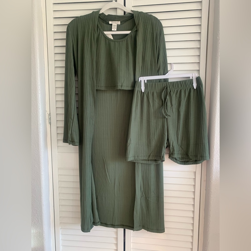 3 pc long cardigan lounge set